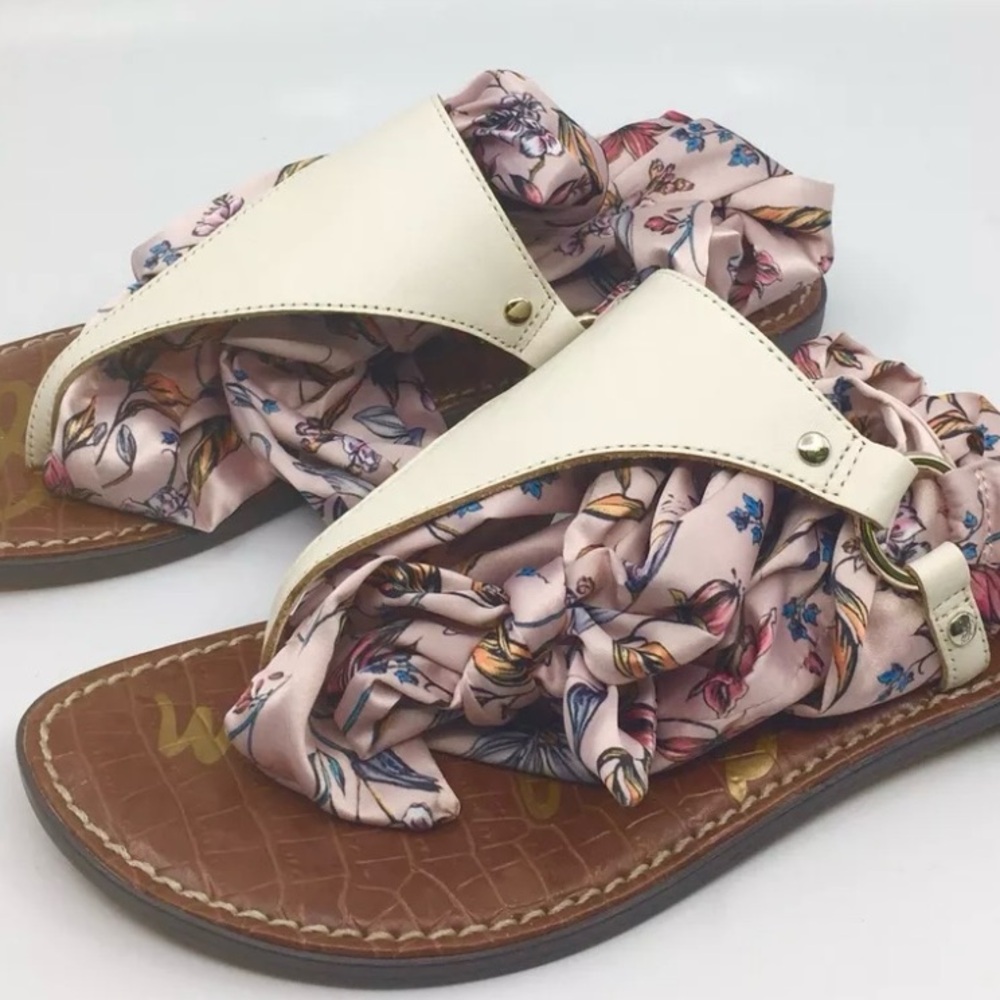 Sam Edelman Floral Pink and White Sandals ankle wrap - Picture 7 of 9
